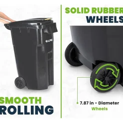 Alpine Industries 500 Series Plastic Outdoor Trash Can, 64 Gallon, Black (ALP500-64-BLK)