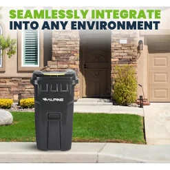 Alpine Industries 500 Series Plastic Outdoor Trash Can, 64 Gallon, Black (ALP500-64-BLK)
