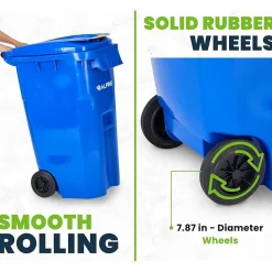 Alpine Industries 500 Series Plastic Outdoor Trash Can, 64 Gallon, Blue (ALP500-64-BLU)