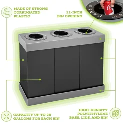 Alpine Industries Cardboard Trash & Recycling Bin Combo, 84 Gallon, Black (471-03-BLK)