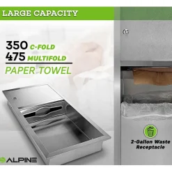 Alpine Industries Centerpull Paper Towel Dispenser, Stainless Steel (495)