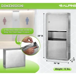 Alpine Industries Centerpull Paper Towel Dispenser, Stainless Steel (494)