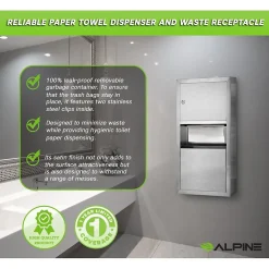 Alpine Industries Centerpull Paper Towel Dispenser, Stainless Steel (494)