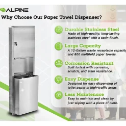 Alpine Industries Centerpull Paper Towel Dispenser, Stainless Steel (492)