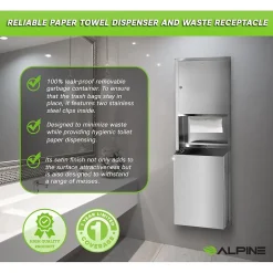 Alpine Industries Centerpull Paper Towel Dispenser, Stainless Steel (492)