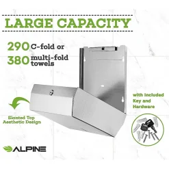 Alpine Industries Centerpull Paper Towel Dispenser, Stainless Steel, 2/Pack (481-2PK)