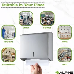 Alpine Industries Centerpull Paper Towel Dispenser, Stainless Steel, 2/Pack (481-2PK)