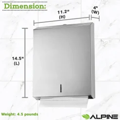 Alpine Industries Centerpull Paper Towel Dispenser, Stainless Steel, 2/Pack (480-2PK)