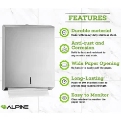 Alpine Industries Centerpull Paper Towel Dispenser, Stainless Steel, 2/Pack (480-2PK)