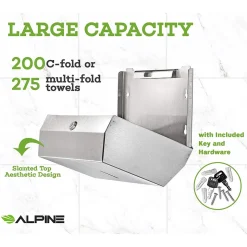 Alpine Industries Centerpull Paper Towel Dispenser, Stainless Steel, 2/Pack (481S-2PK)