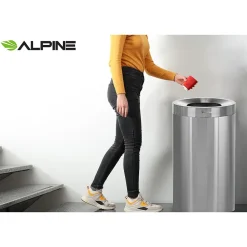 Alpine Industries Commercial Indoor Trash Can, 27 Gallon, Stainless Steel (475-27)