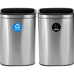 Alpine Industries Commercial Indoor Dual-Stream Recycling Station, 10.5 Gallon, Stainless Steel (ALP470-40L-R-T)