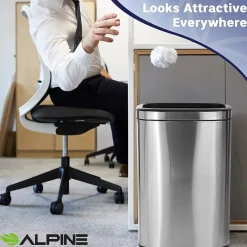 Alpine Industries Commercial Indoor Dual-Stream Recycling Station, 10.5 Gallon, Stainless Steel (ALP470-40L-R-T)
