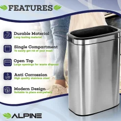 Alpine Industries Commercial Indoor Dual-Stream Recycling Station, 10.5 Gallon, Stainless Steel (ALP470-40L-R-T)