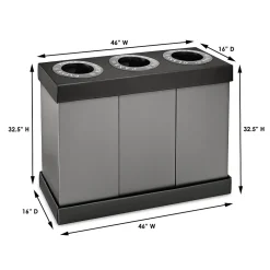 Alpine Industries Commercial Indoor Five-Stream Recycling Station, 140-Gallon, Black/Gray (ALP471-02-BLK-PKG)