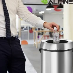 Alpine Industries Commercial Indoor Recycling Trash Can, 17 Gallon, Stainless Steel (ALP470-65L-R-T-CO)