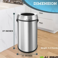 Alpine Industries Commercial Indoor Recycling Trash Can, 17 Gallon, Stainless Steel (ALP470-65L-R-T-CO)