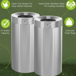 Alpine Industries Dual-Stream Recycling Station, 54-Gallon, Stainless Steel (ALP475-27-R-T)