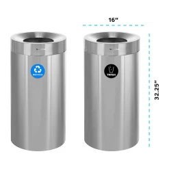 Alpine Industries Dual-Stream Recycling Station, 54-Gallon, Stainless Steel (ALP475-27-R-T)