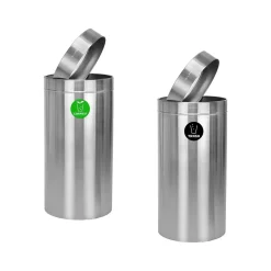 Alpine Industries Dual-Stream Compost/Trash Recycling Station, 54-Gallon, Stainless Steel (ALP475-27-CO-T)