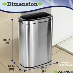 Alpine Industries Dual-Stream Recycling Station, 10.5 Gallon, Stainless Steel (ALP470-40L-CO-T)
