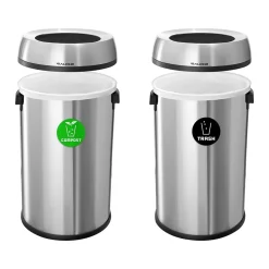 Alpine Industries Dual-Stream Recycling Station, 34-Gallon, Stainless Steel (ALP470-65L-CO-T)