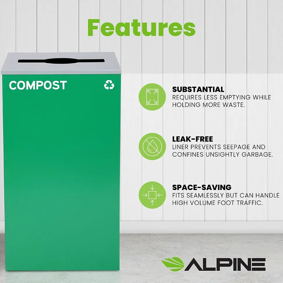 Alpine Industries 29-Gallon Indoor Compost Bin, Green (ALP4450-KIT-GRN-M-COM)
