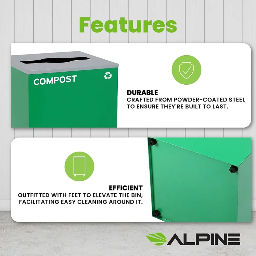 Alpine Industries 29-Gallon Indoor Compost Bin, Green (ALP4450-KIT-GRN-M-COM)