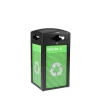 Alpine Industries GS Series Steel Trash Can & Recycling Bin Combo, 40 Gallon, Green (ALP471-40-GS-M)