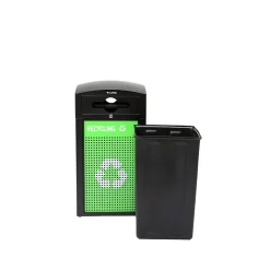 Alpine Industries GS Series Steel Trash Can & Recycling Bin Combo, 40 Gallon, Green (ALP471-40-GS-M)