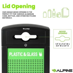 Alpine Industries GS Series Steel Trash Can & Recycling Bin Combo, 80 Gallon, Green (ALP471-40-SILGC-MK)