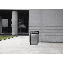 Alpine Industries GS Series Steel Trash Can & Recycling Bin Combo, 80 Gallon, Green (ALP471-40-SILGC-MK)