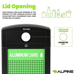 Alpine Industries GS Series Steel Recycling Bin, 120 Gallon, Green (ALP471-40-GSCMS-MK)