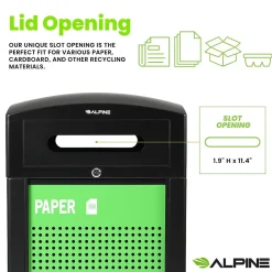 Alpine Industries GS Series Steel Recycling Bin, 40 Gallon, Green (ALP471-40-GS-S)