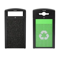 Alpine Industries GS Series Steel Trash Can & Recycling Bin Combo, 80 Gallon, Gray/Green (ALP471-40-GYGC-MK)