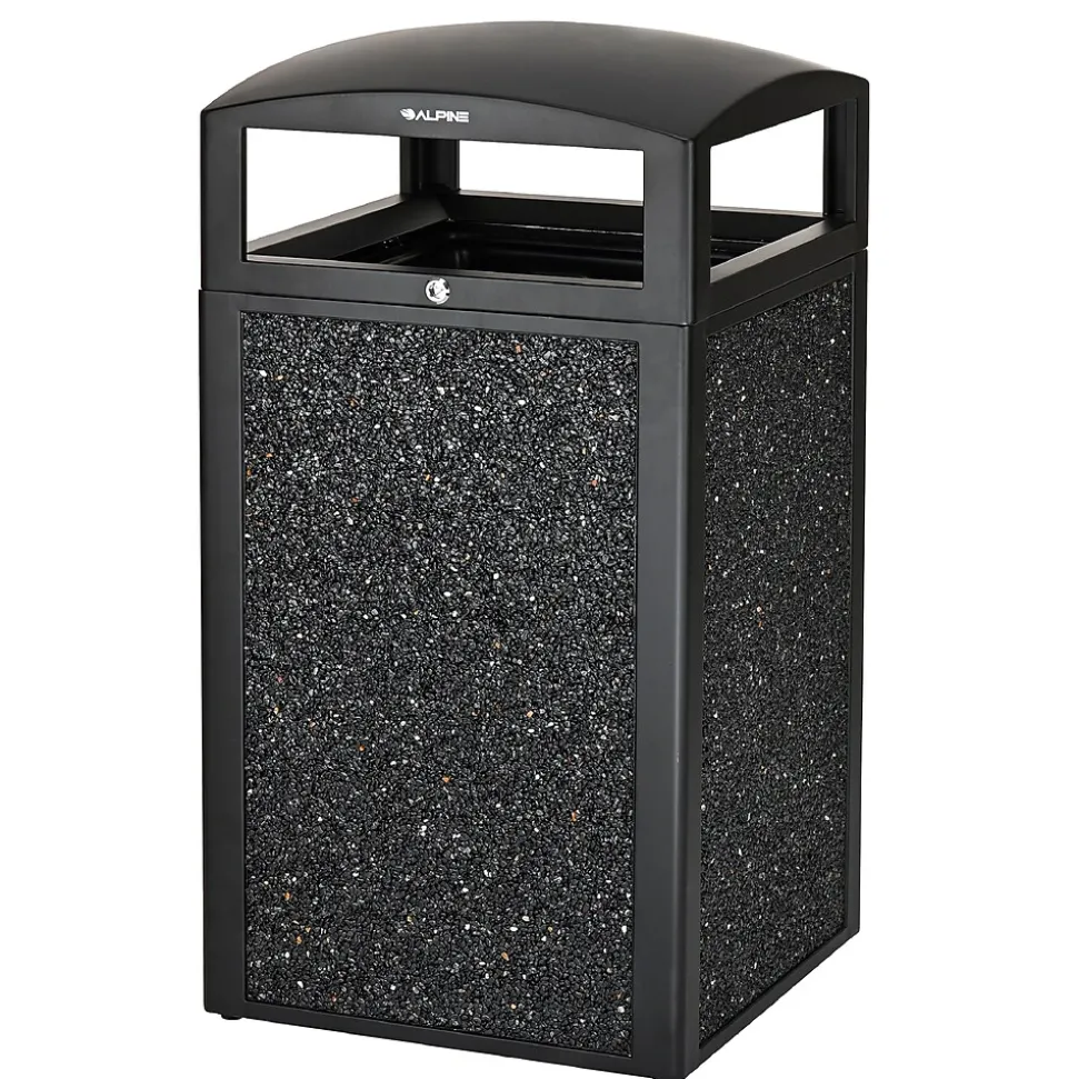 Alpine Industries GS Series Steel Trash Can & Recycling Bin Combo, 80 Gallon, Gray/Green (ALP471-40-GYGC-MK)