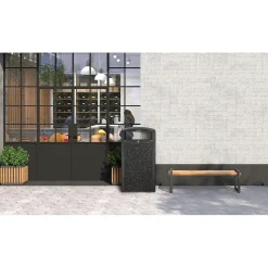 Alpine Industries GS Series Steel Trash Can & Recycling Bin Combo, 80 Gallon, Gray/Green (ALP471-40-GYGC-MK)