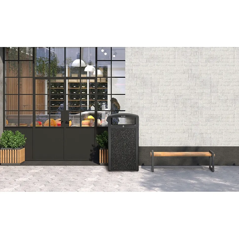 Alpine Industries GS Series Steel Trash Can & Recycling Bin Combo, 80 Gallon, Gray/Green (ALP471-40-GYGC-MK)