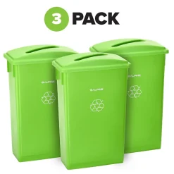 Alpine Industries Lime Green Commercial Indoor Recycling Bin with Paper Slot Lid, 3-Pack (4778-4-LGRN-3)