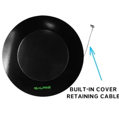 Alpine Industries Metal Slatted Outdoor Commercial Trash Can with Rain Bonnet Lid and Liner, Black, 38 Gal. (479-38-1)