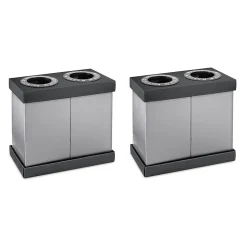 Alpine Industries Plastic 2-Compartment Indoor Trash Can and Recycling Bin, 28 Gal., Black, 2/Pack (471-02-BLK-2PK)