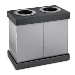Alpine Industries Plastic 2-Compartment Indoor Trash Can and Recycling Bin, 28 Gal., Black, 2/Pack (471-02-BLK-2PK)