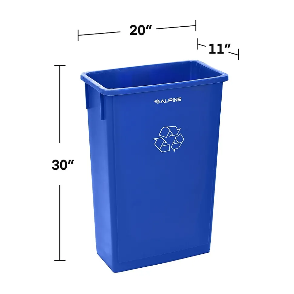 Alpine Industries Plastic Indoor Slim Trash Can with Lid, 23 Gallon, Multicolored, 3/Pack (477-PKD1)
