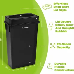 Alpine Industries Plastic Indoor Slim Trash Can with Lid, 23 Gallon, Multicolored, 3/Pack (477-PKD1)
