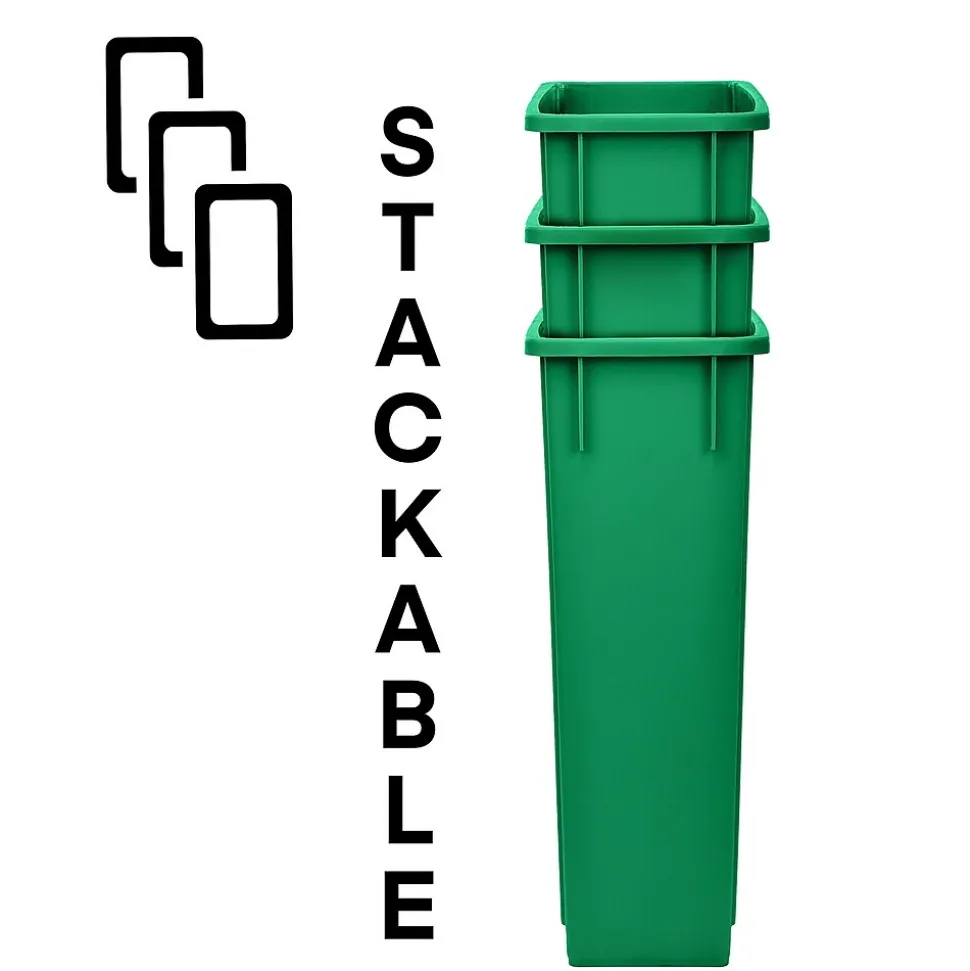 Alpine Industries Plastic Indoor Slim Trash Can with Lid, 23 Gallon, Multicolored, 3/Pack (477-PKD1)