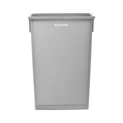 Alpine Industries Polypropylene Commercial Indoor Trash Can with Dolly, 23-Gallon, Gray, 3/Pack (ALP477-GRY-3PKD)