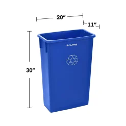 Alpine Industries Polypropylene Commercail Indoor Trash Can with Slotted Lid, 23-Gallon, Blue, 2/Pack (ALP477-R-BLU-PKG3-2)