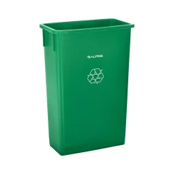 Alpine Industries Polypropylene Recycling Bin with Swing Lid and Dolly, 23-Gallon, Green (ALP477-GRN1-PKD)