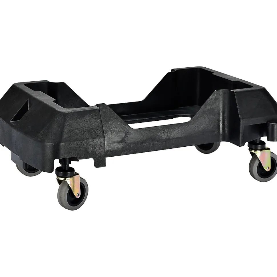 Alpine Industries Polypropylene Recycling Bin with Swing Lid and Dolly, 23-Gallon, Green (ALP477-GRN1-PKD)