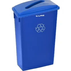 Alpine Industries Recycling Container with Paper Slotted Recycling Lid, Blue (477-R-BLU-PKG3)